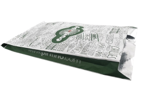 Flat and satchel foil bags with printed branding for premium food packaging